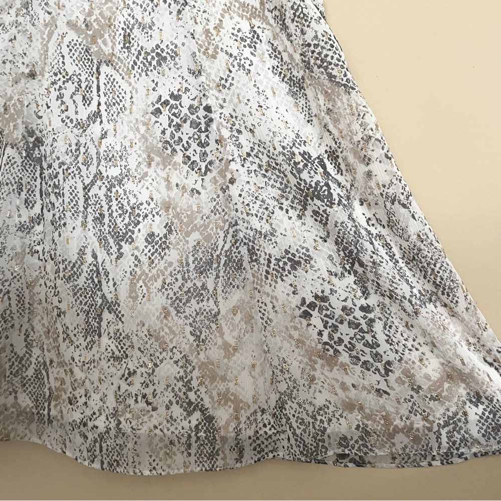 Chico's Snakeskin Print A-line Midi Skirt 16 Tie Waist Romantic Ethereal NWT - Picture 7 of 11